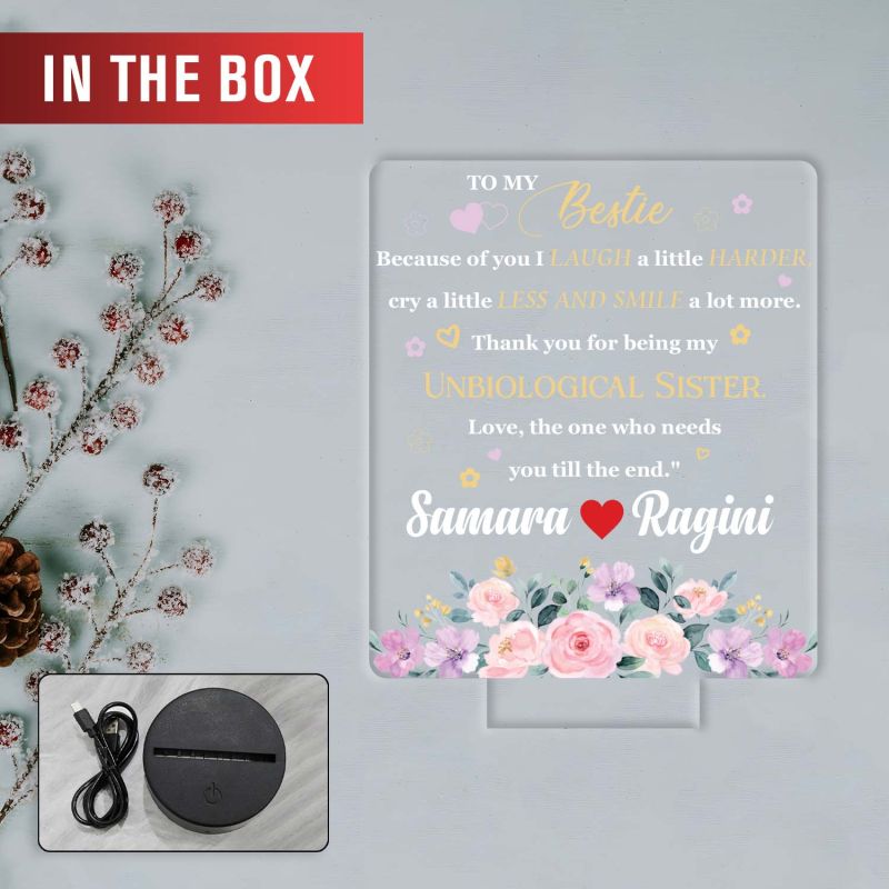 Personalised to My Bestie LED Night Lamp for Best Friends & Soul Sisters  Heartfelt Friendship Quote Home Decor  Meaningful Birthday Gift for Bestie  Warm Glow Tabletop Decor